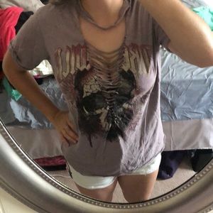 Purple stressed vneck